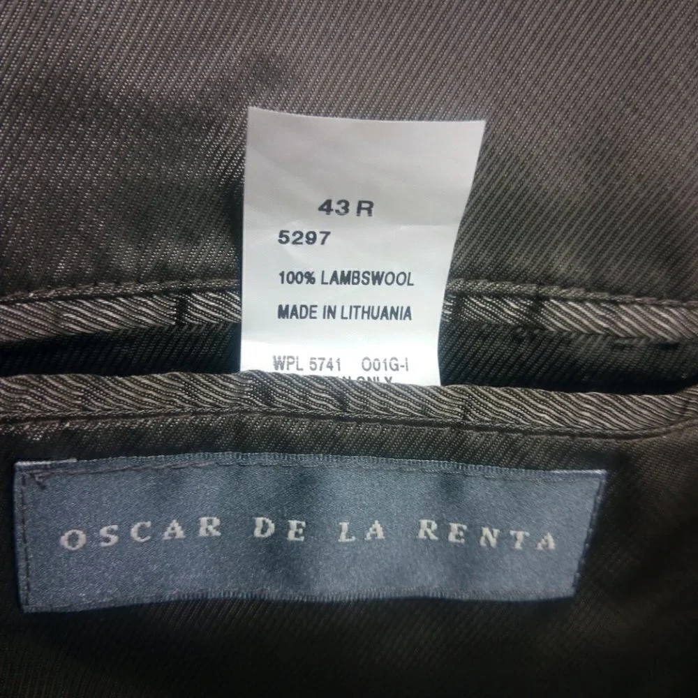 Oscar de la Renta 43R Brown Suit Blazer Sport Coat